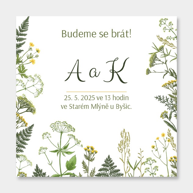 Čtvercové oznámení (15 × 15 cm)
